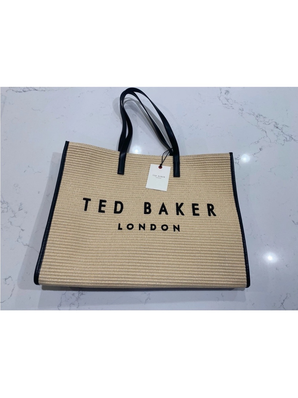 New Ted Baker Beige Tote Bag with Black Trim